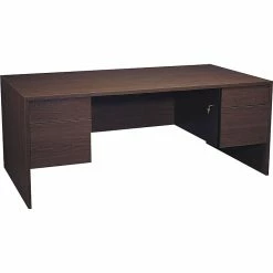 Global Genoa® Series Executive Double Pedestal Desk, Mahogany, 29"H X 72"W X 36"D