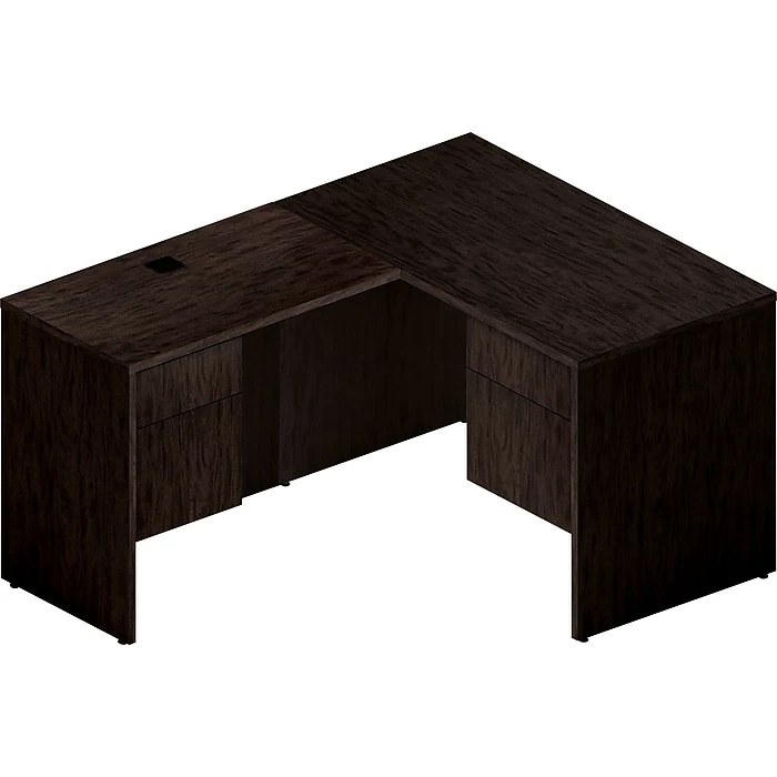 Global Genoa Desking Bundle 4, Dark Espresso Laminate, 69.5"W X 60"L X 29"H