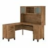 Bush Furniture Somerset 60" L-Shaped Desk With Hutch, Fresh Walnut (SET002FW)