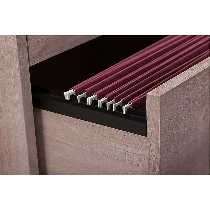 Bush Furniture Key West 48W Writing Desk With 2 Drawer Lateral File Cabinet And 5 Shelf Bookcase, Washed Gray (KWS004WG) - Image 3