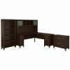 Bush Furniture Somerset 72W L Shaped Desk With Hutch, Lateral File Cabinet And Bookcase, Mocha Cherry (SET012MR)