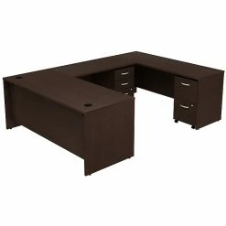 Bush Business Furniture Westfield U Shaped Desk W/ 2 Mobile Pedestals, Mocha Cherry (SRC047MRSU)