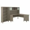 Bush Furniture Somerset 72W L Shaped Desk With Hutch And 5 Shelf Bookcase, Ash Gray (SET011AG)