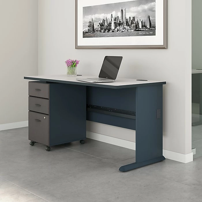 Bush Business Furniture Cubix Desk, 60"W, Slate/White Spectrum (WC8460A) - Image 6