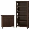 Bush Furniture Key West Laptop Storage Desk Credenza With 5 Shelf Bookcase, Bing Cherry (KWS012BC)