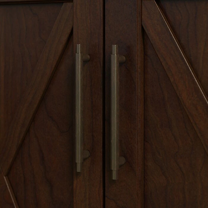 Bush Furniture Key West Laptop Storage Desk Credenza With 5 Shelf Bookcase, Bing Cherry (KWS012BC) - Image 6