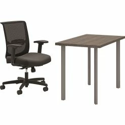 HON Coze 42" Table Desk With Convergence Task Chair, Florence Walnut/Silver/Black (HCZ42FWPCNVCU10)