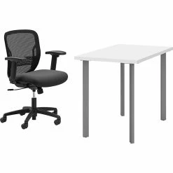 HON Coze 42" Table Desk With Gateway Task Chair, Designer White/Silver/Black (HCZ42DWPGATCF10)
