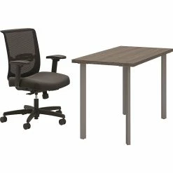 HON Coze 48" Table Desk With Convergence Task Chair, Florence Walnut/Silver/Black (HCZ48FWPCNVCU10)