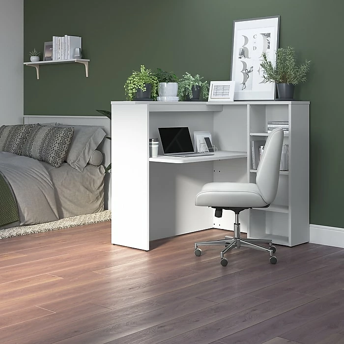 Bush Business Furniture Studio C 48"W Privacy Desk With Shelves, White (SCD248WHK) - Image 2