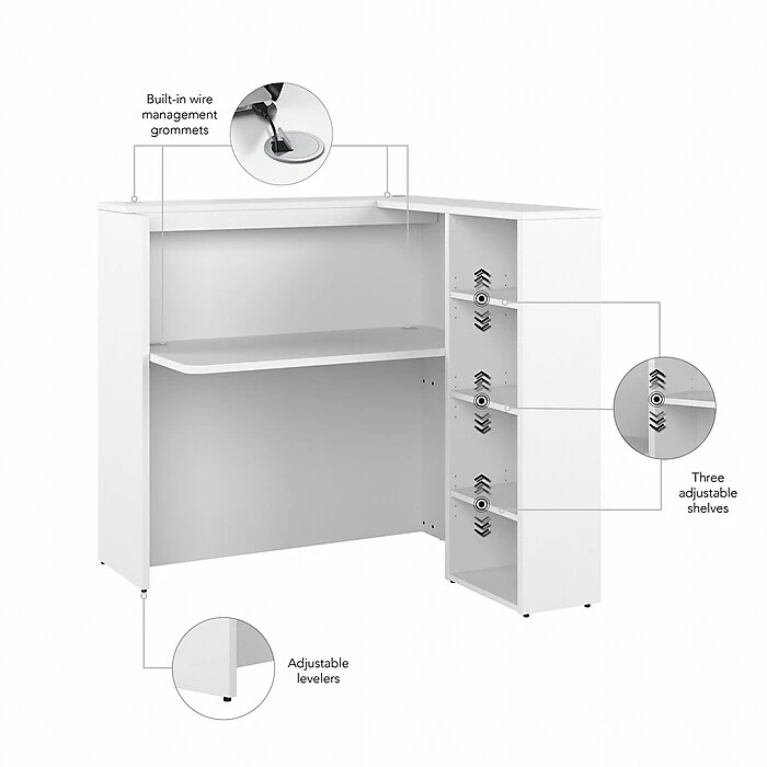 Bush Business Furniture Studio C 48"W Privacy Desk With Shelves, White (SCD248WHK) - Image 3