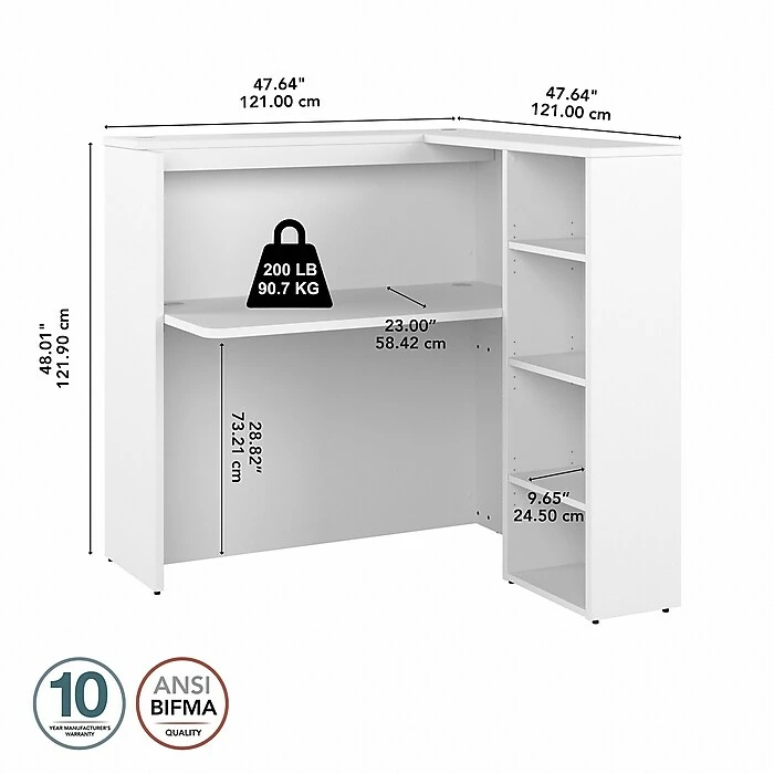 Bush Business Furniture Studio C 48"W Privacy Desk With Shelves, White (SCD248WHK) - Image 4
