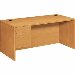 HON® 10500 Series Left Pedestal Desk 66"W, Harvest, 29 1/2"H X 66"W X 30"D