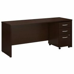 Bush Business Furniture Westfield 72W X 24D Office Desk With Mobile File Cabinet, Mocha Cherry (SRC026MRSU)
