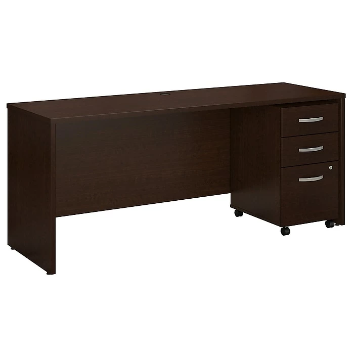 Bush Business Furniture Westfield 72W X 24D Office Desk With Mobile File Cabinet, Mocha Cherry (SRC026MRSU)