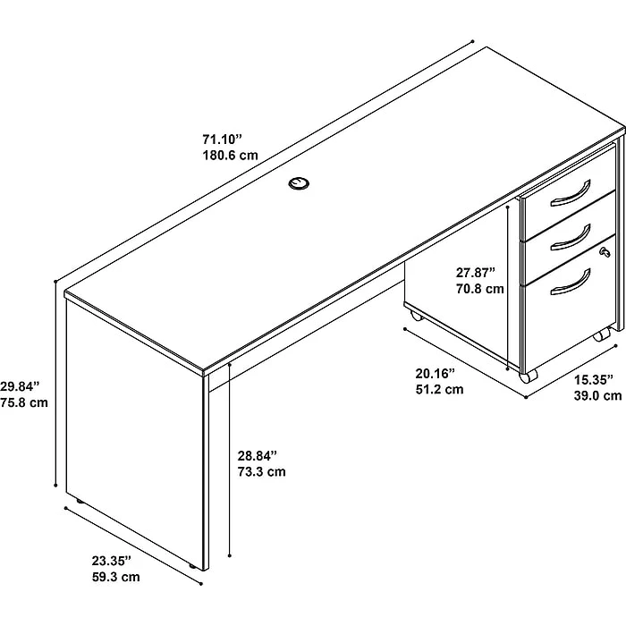 Bush Business Furniture Westfield 72W X 24D Office Desk With Mobile File Cabinet, Mocha Cherry (SRC026MRSU) - Image 5