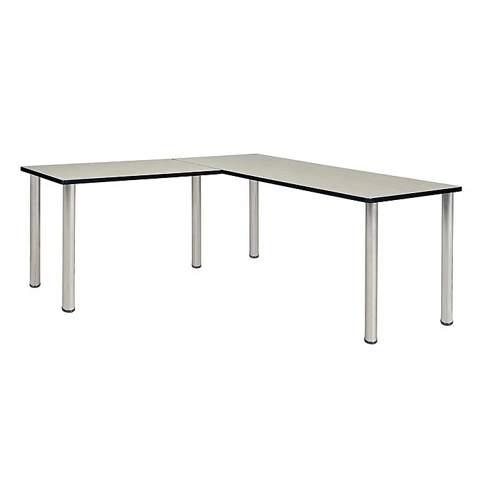 Regency Kee 66" L-Desk With 42" Return, Maple/Chrome (ML662442PLBPCM)