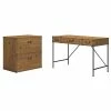 Kathy Ireland® Home By Bush Furniture Ironworks 48W Writing Desk And Lateral File Cabinet, Vintage Golden Pine (IW003VG)
