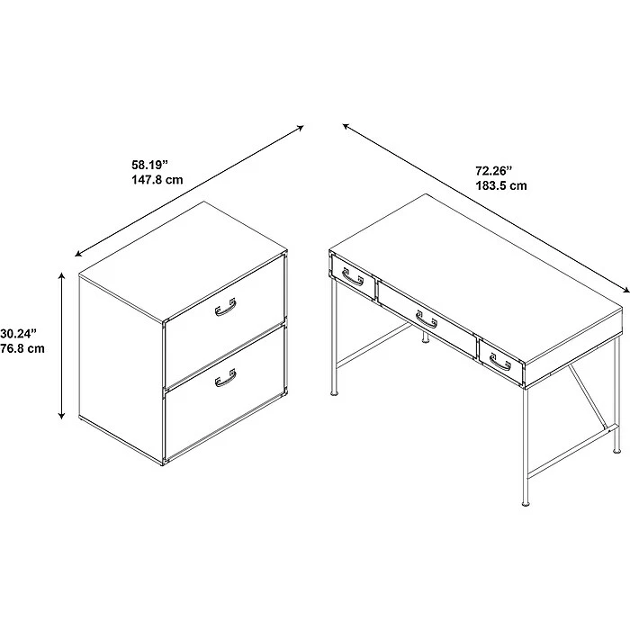 Kathy Ireland® Home By Bush Furniture Ironworks 48W Writing Desk And Lateral File Cabinet, Vintage Golden Pine (IW003VG) - Image 5