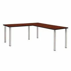Regency Kee 60" L-Desk With 42" Return, Cherry/Chrome (ML602442CHBPCM)