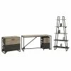 Bush Furniture Refinery 62W Industrial Desk With A Frame Bookshelf And File Cabinets, Rustic Gray (RFY007RG)