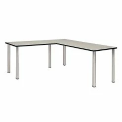 Regency Kee 60" L-Desk With 42" Return, Maple/Chrome (ML602442PLBPCM)