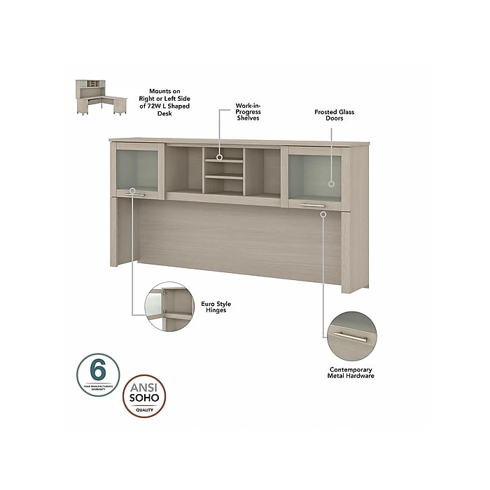 Bush Furniture Somerset 72" L-Shaped Desk With Hutch, Sand Oak (SET001SO) - Image 4