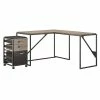 Bush Furniture Refinery 50W L Shaped Industrial Desk With 37W Return And Mobile File Cabinet, Rustic Gray (RFY004RG)