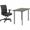 HON Coze 48" Table Desk With Convergence Task Chair, Florence Walnut/Silver/Black (HCZ48FWPCNVUR10)