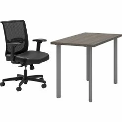 HON Coze 48" Table Desk With Convergence Task Chair, Florence Walnut/Silver/Black (HCZ48FWPCNVUR10)