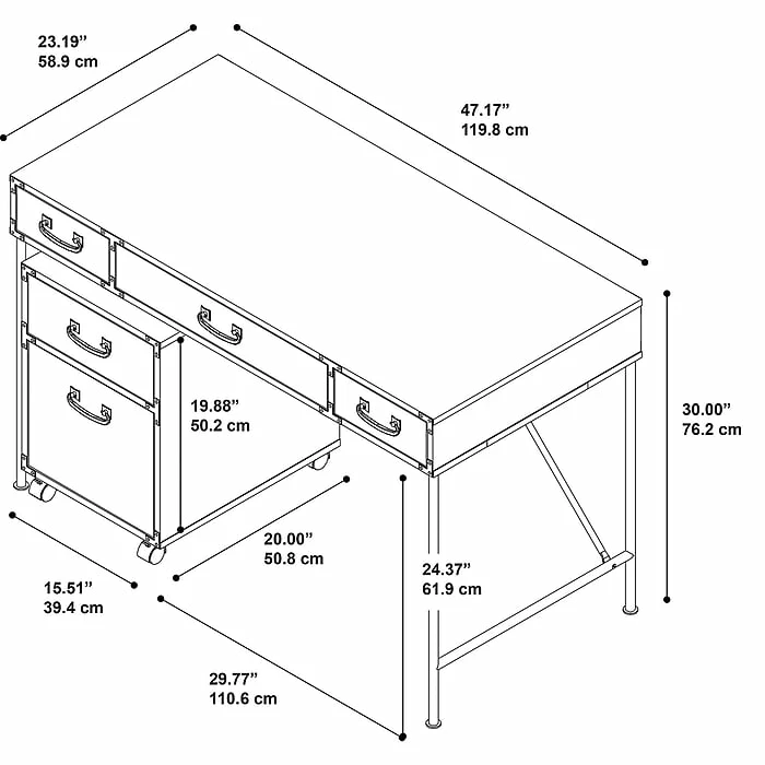Kathy Ireland® Home By Bush Furniture Ironworks 48W Writing Desk And 2 Drawer Mobile File Cabinet, Coastal Cherry (IW001CC) - Image 5