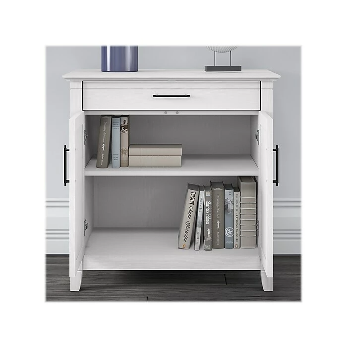 Bush Furniture Key West 30" Secretary Desk With Storage And 5-Shelf Bookcase, Pure White Oak (KWS012WT) - Image 4