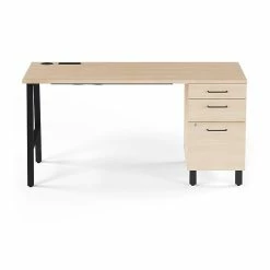 Union & Scale™ Essentials 60" Single Pedestal Desk, Natural (UN60419)