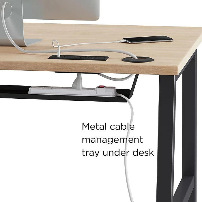 Union & Scale™ Essentials 60" Single Pedestal Desk, Natural (UN60419) - Image 4