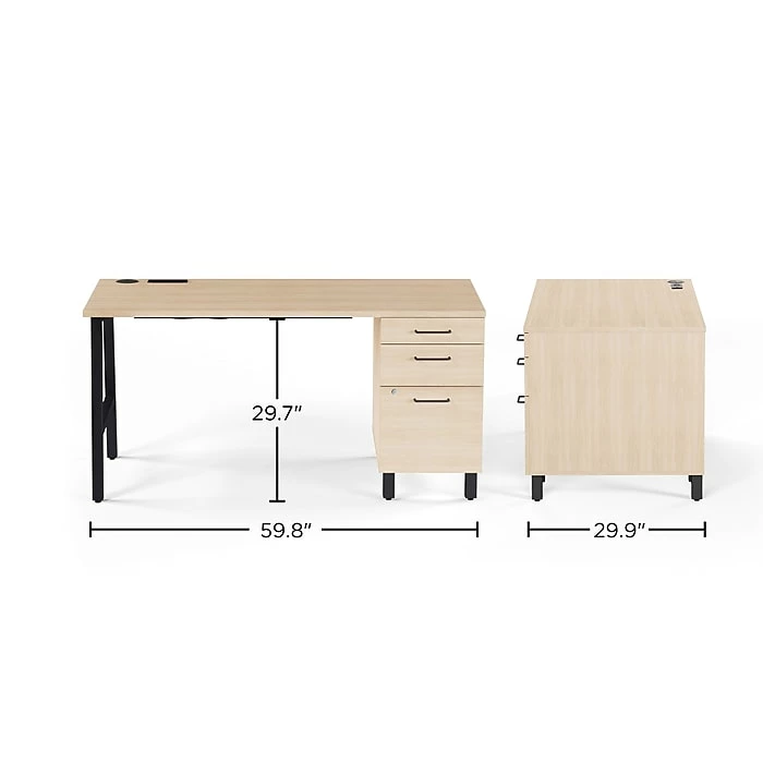 Union & Scale™ Essentials 60" Single Pedestal Desk, Natural (UN60419) - Image 5