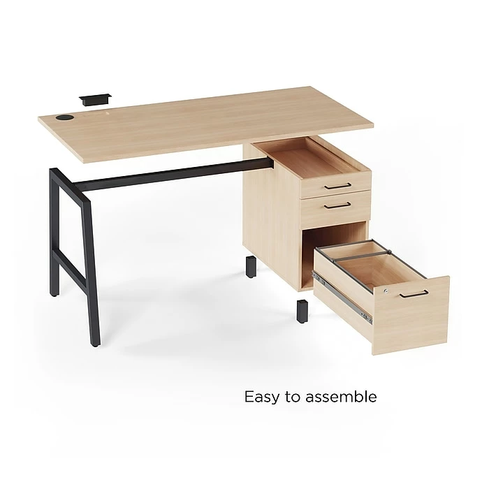 Union & Scale™ Essentials 60" Single Pedestal Desk, Natural (UN60419) - Image 6