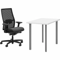 HON Coze 42" Table Desk With Chair, Designer White (HCZ42DWPIGNCU10)