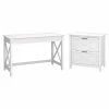 Bush Furniture Key West 48" Writing Desk With 2-Drawer Lateral File Cabinet, Pure White Oak (KWS003WT)
