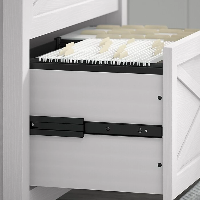 Bush Furniture Key West 48" Writing Desk With 2-Drawer Lateral File Cabinet, Pure White Oak (KWS003WT) - Image 5