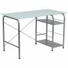 Flash Furniture 47" Glass Computer Desks Silk, White/Silver (NANWK086)