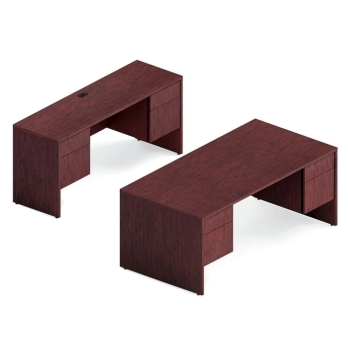 Global Genoa Desking Bundle 2, Quartered Mahogany (TDG2SL-QTM)