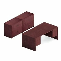 Global Genoa Desking Bundle 3, Quartered Mahogany (TDG3SL-QTM)