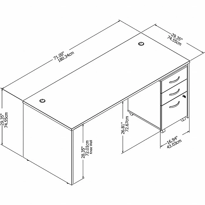 Bush Business Furniture Studio C 72W X 30D Office Desk With Mobile File Cabinet, Hansen Cherry (STC013HCSU) - Image 6