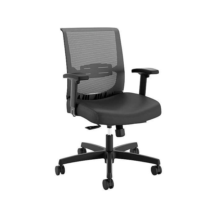 HON Coze 42" Table Desk With Convergence Task Chair, Florence Walnut/Silver/Black (HCZ42FWPCNVUR10) - Image 5