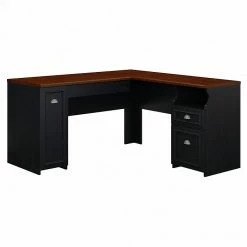 Bush Furniture Fairview L Shaped Desk, Antique Black/Hansen Cherry (WC53930-03K)