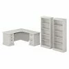 Bush Furniture Saratoga 66" L-Shaped Computer Desk And Bookcase Set, Linen White Oak (SAR005LW)