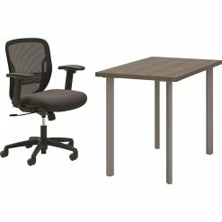 HON Coze 42" Table Desk With Gateway Task Chair, Florence Florence Walnut/Silver/Black (HCZ42FWPGATCF10)