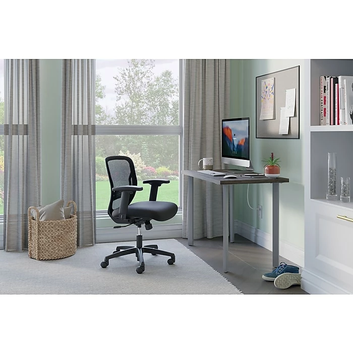 HON Coze 42" Table Desk With Gateway Task Chair, Florence Florence Walnut/Silver/Black (HCZ42FWPGATCF10) - Image 9