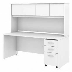 Bush Business Furniture Studio C 72W X 30D Office Desk With Hutch And Mobile File Cabinet, White (STC011WHSU)