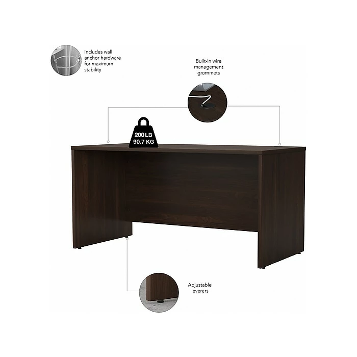 Bush Business Furniture Studio C 60" W Computer Desk With Mobile File Cabinet Bundle, Black Walnut (STC014BWSU) - Image 3